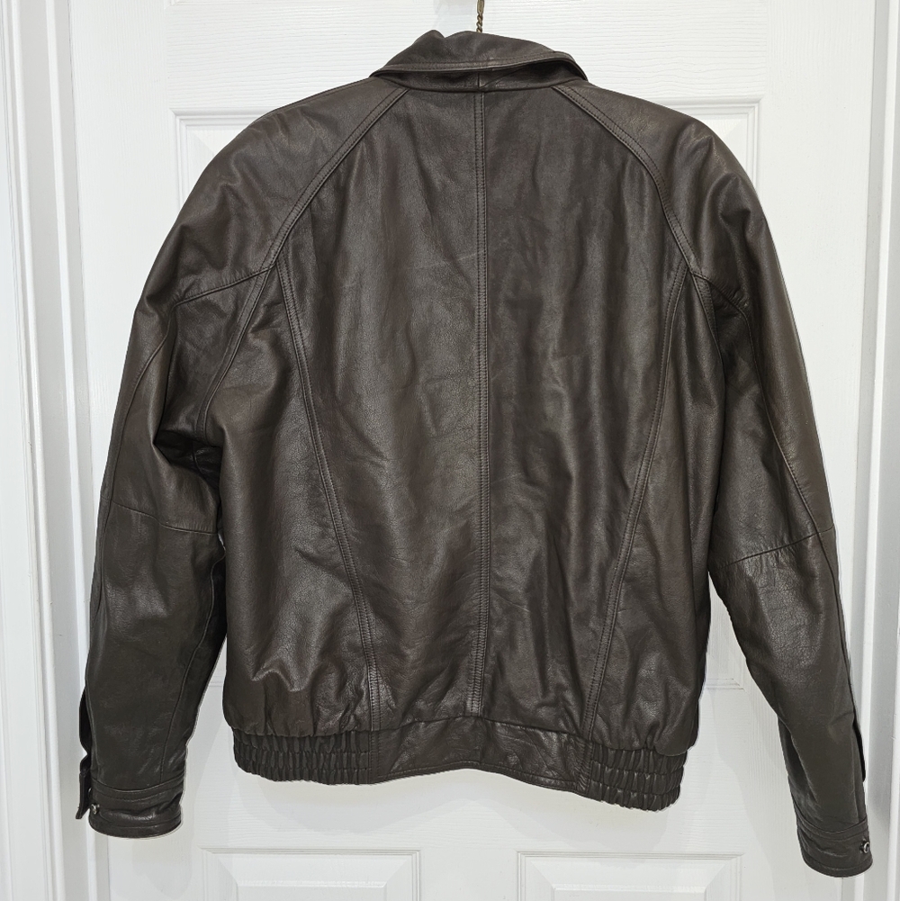 Vintage Cougar Men's Brown Leather Bomber Jacket, Size Large - Picture 2 of 15